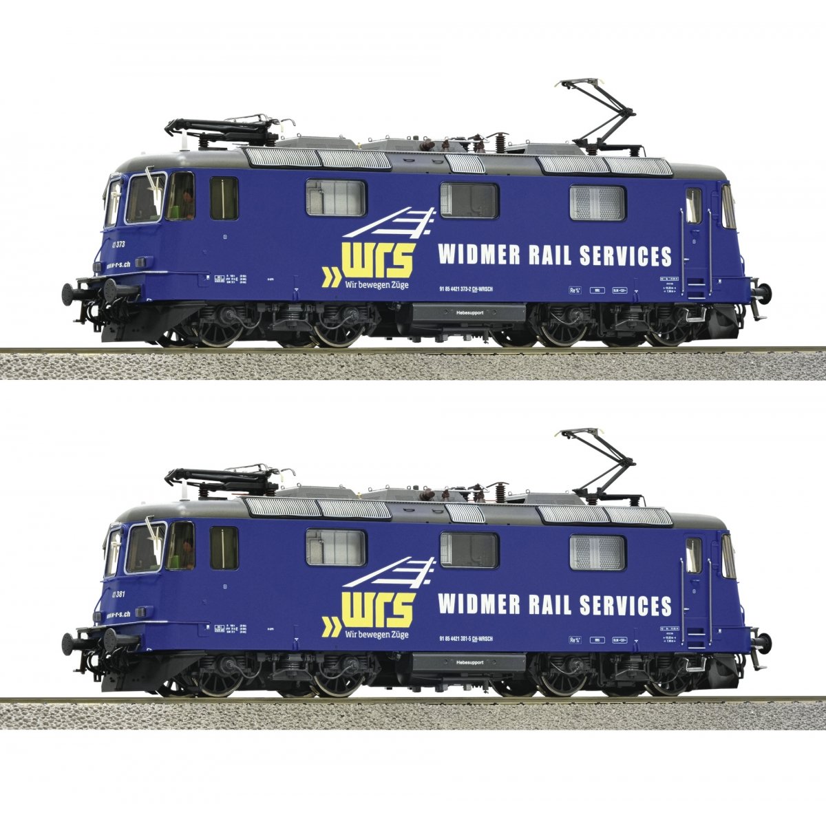2-piece set: Electric locomotives 421 373-2 and 421 381-5, WRS, HO, Roco 7500045