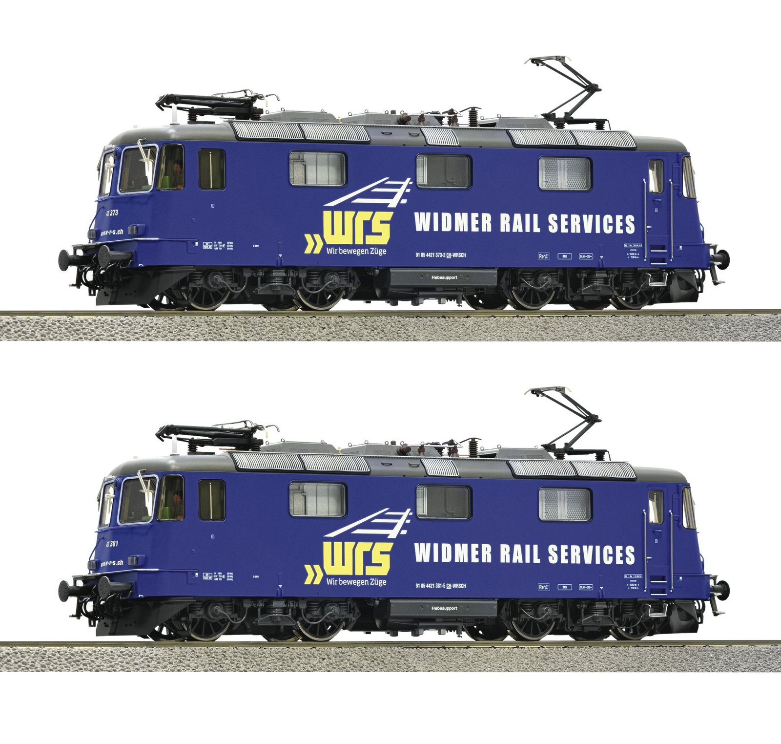 2-piece set: Electric locomotives 421 373-2 and 421 381-5, WRS, HO, Roco 7500045