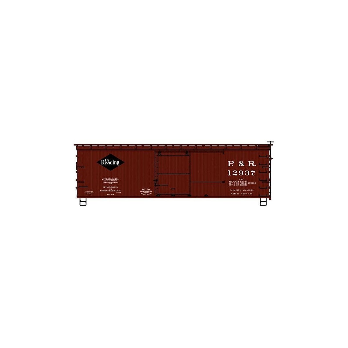 36′ Double-Sheathed Wood Boxcar, Steel Roof, Wood Ends - Kit -- Philadelphia & Reading 12937 (Boxcar Red), HO, Accurail Inc 18
