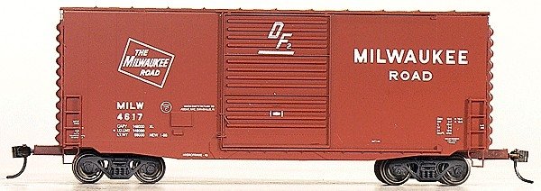 Pullman-Standard PS-1 40′ Hy-Cube Boxcar - Kit (Plastic) -- Milwaukee Road 4617 (Boxcar Red), HO, Hi-Tech Details 7107