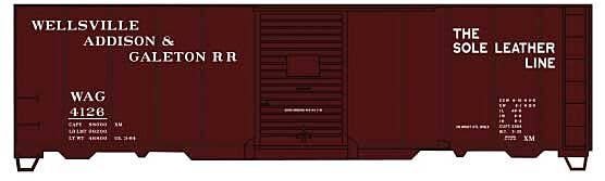 AAR 40′ Single-Door Steel Boxcar - Kit -- Wellsville, Addison & Galeton 4126 (Boxcar Red), HO, Accurail Inc 81603
