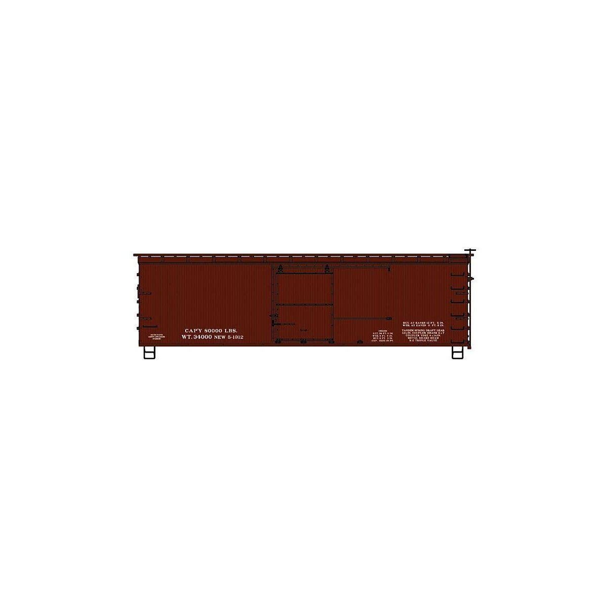 36′ Double-Sheathed Wood Boxcar w/Steel Roof, Ends, Straight Underframe -- Data only (Oxide), HO, Accurail Inc 1499