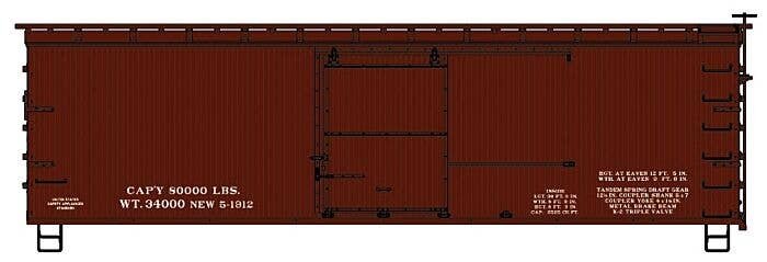 36′ Double-Sheathed Wood Boxcar w/Steel Roof, Ends, Straight Underframe -- Data only (Oxide), HO, Accurail Inc 1499