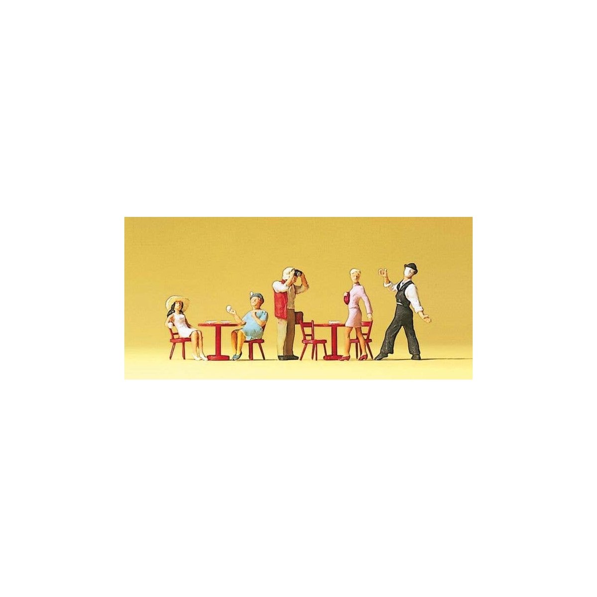 People Working -- Pantomine In Cafe with Guests pkg(5), HO, Preiser Kg 10348