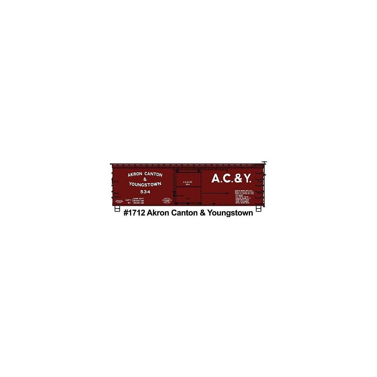 36′ Double-Sheathed Wood Boxcar, Steel Roof, Wood Ends, Fishbelly - Kit -- Akron, Canton & Youngstown 534 (Boxcar Red), HO, Ac