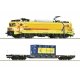 2 piece set: Electric locomotive 1756 with container carrier wagon, Strukton Rail, HO, Roco 7510117