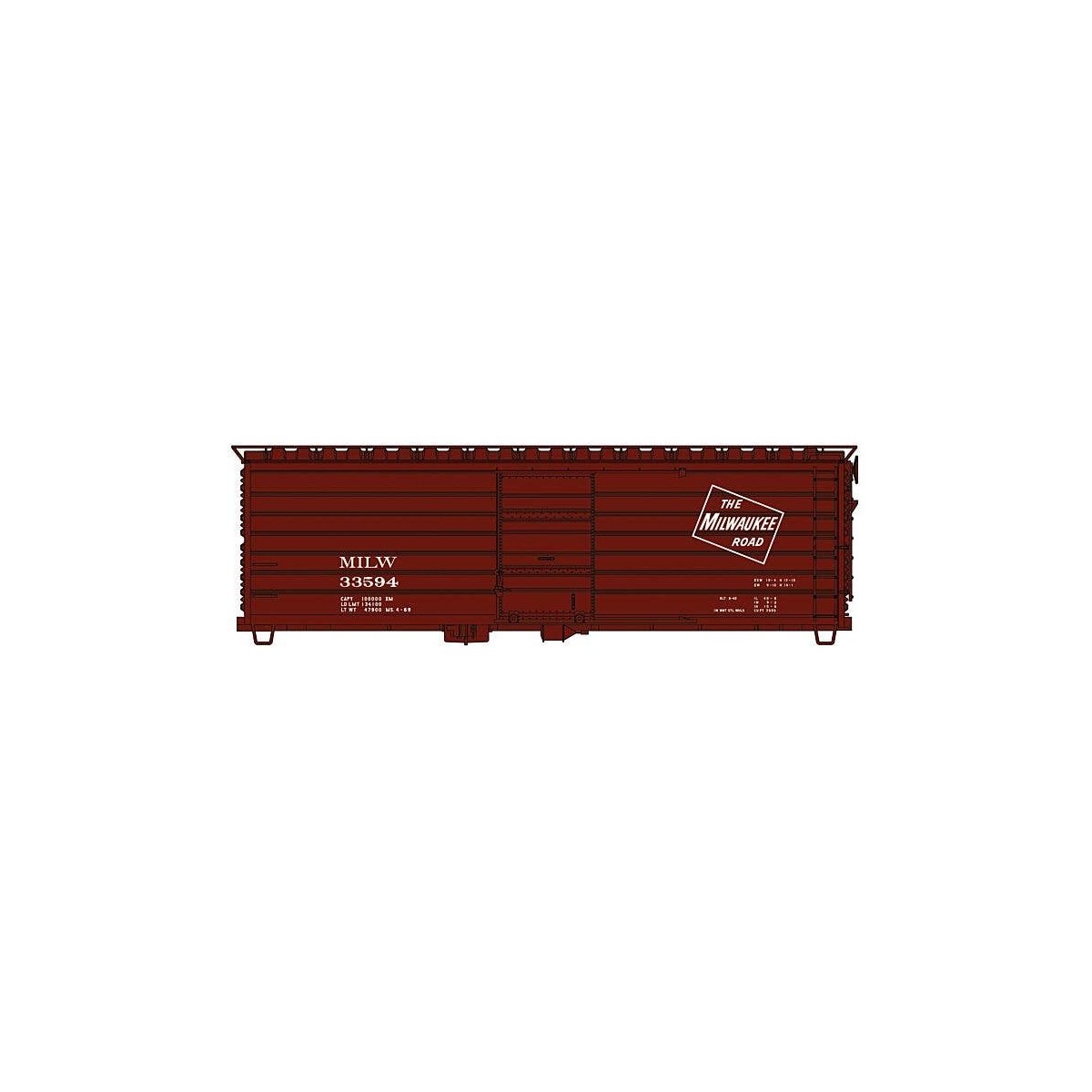 Milwaukee Road 40′ Rib-Side Boxcar - Kit -- Milwaukee Road (1968-1974 Repaint, Boxcar Red, Logo Only), HO, Accurail Inc 3994