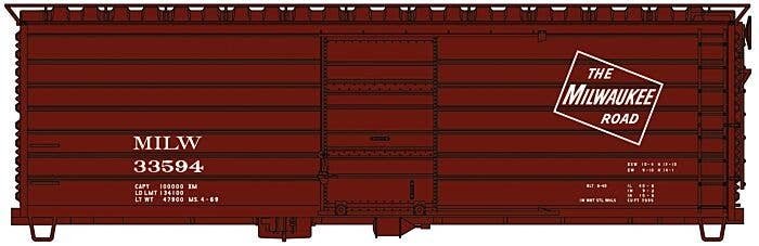 Milwaukee Road 40′ Rib-Side Boxcar - Kit -- Milwaukee Road (1968-1974 Repaint, Boxcar Red, Logo Only), HO, Accurail Inc 3994