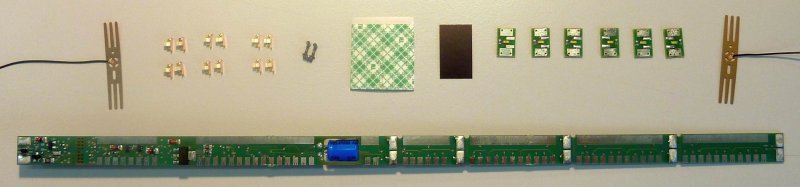 LED universal lighting kit for 4 axle H0 wagons, HO, Roco 40420