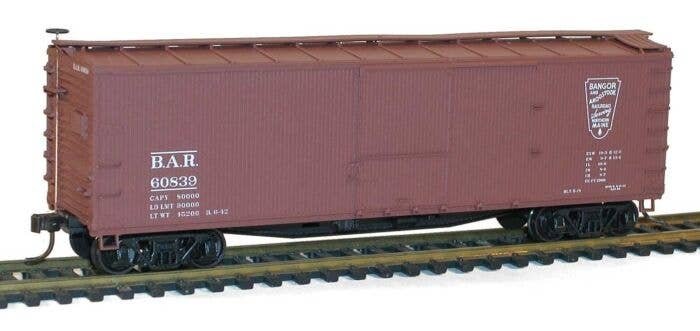 USRA 40′ Double-Sheathed Wood Boxcar - Kit -- Bangor & Aroostook 60839 (Boxcar Red, Shield Logo), HO, Accurail Inc 4644