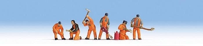 Railroad Track Workers -- Orange Uniforms pkg(6), HO, Noch Gmbh & Co 15276