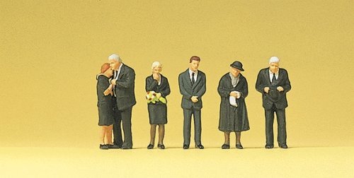 Funeral Attendees -- pkg(6), HO, Preiser Kg 10521