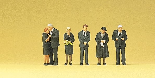 Funeral Attendees -- pkg(6), HO, Preiser Kg 10521
