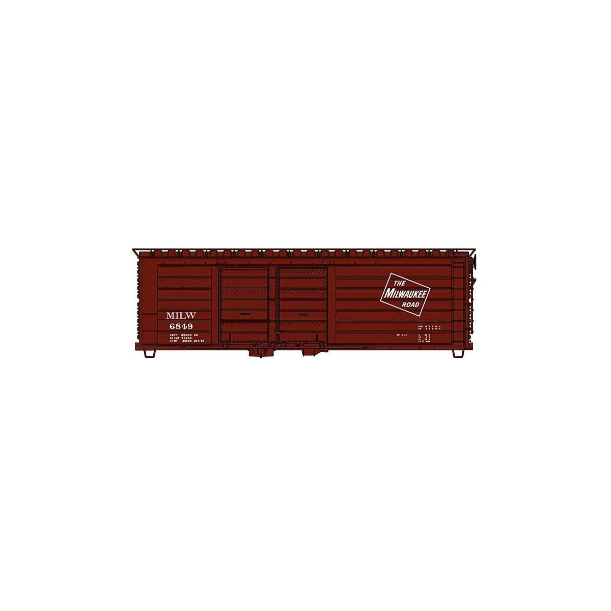 Milwaukee Road 40′ Rib-Side Double-Door Boxcar - Short Rib Body - Kit -- Milwaukee Road (1968-1974 Boxcar Red, TMR Logo Only),