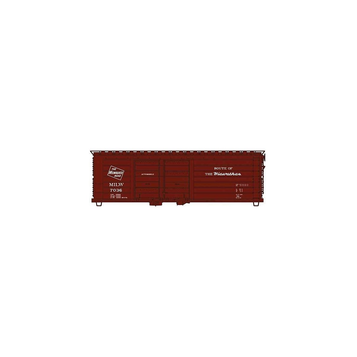 Milwaukee Road 40′ Rib-Side Double-Door Boxcar - Short Rib Body - Kit -- Miwaukee Road 7036 (Boxcar Red, Automobile Service, H