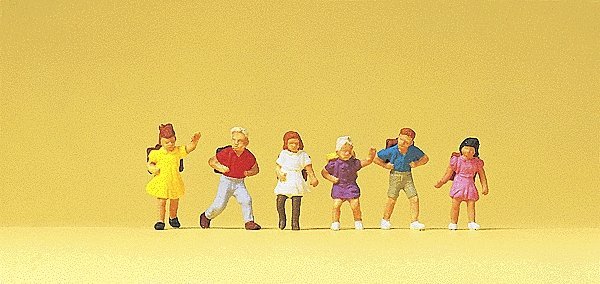 Pedestrians -- School Children pkg(6), HO, Preiser Kg 14074