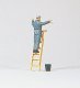 Individual Figure - Railroad Personnel -- Passenger Car Window Washer w/Ladder, HO, Preiser Kg 28048
