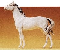 Domestic Animal Figures, 1/24 - 1/25 Scale -- Standing Horse w/Head Raised, 1/25, Preiser Kg 47021