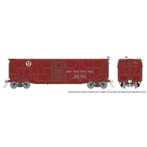 Class X23 Wood Boxcar 6-Pack - Ready to Run -- Pennsylvania Railroad 2 (Tuscan, Circle Keystone Logo), HO, Rapido Trains Inc 177