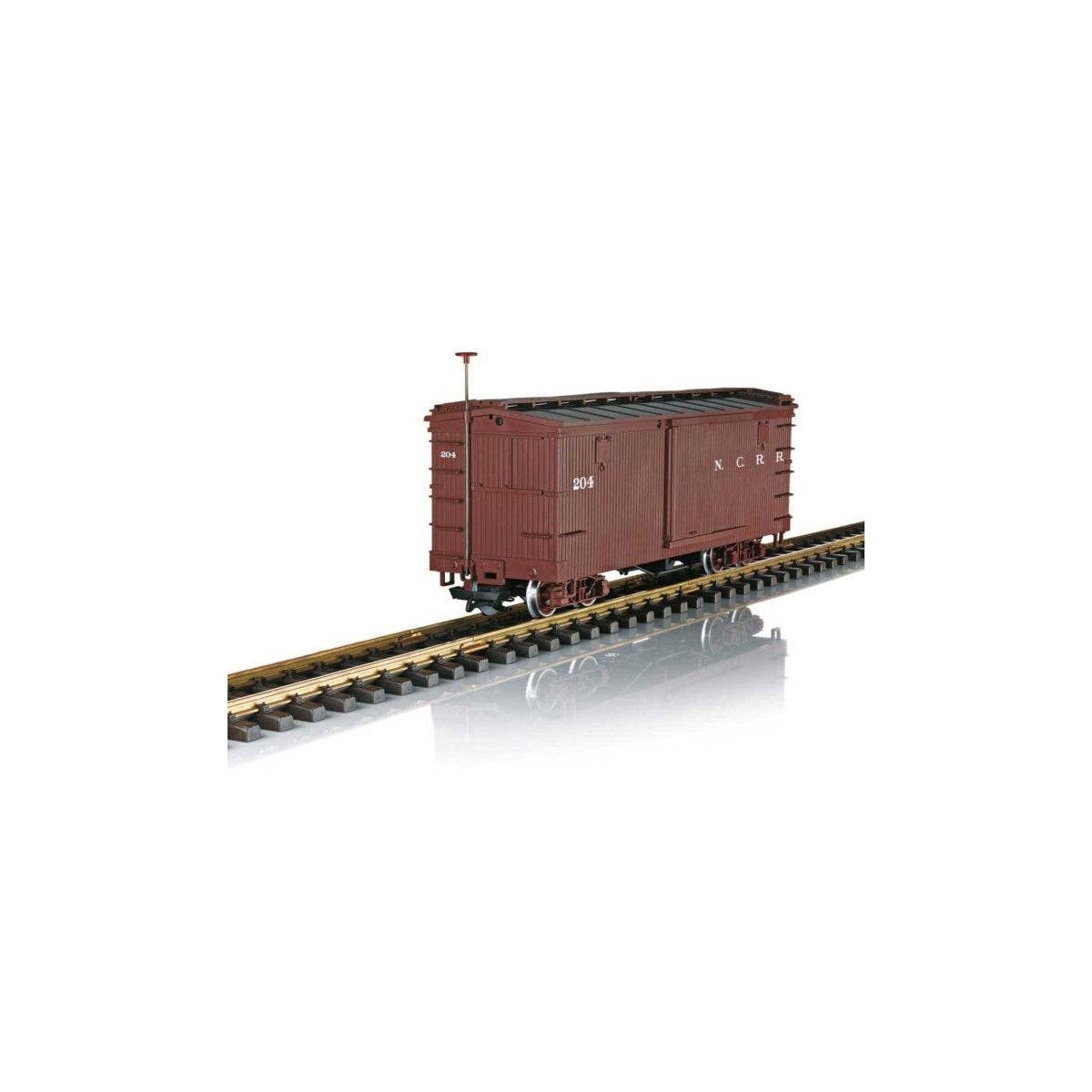 Early 1900s Vintage Wood Boxcar - Ready to Run -- Nevada Central Railroad 204 (Boxcar Red), G, LGB 48676