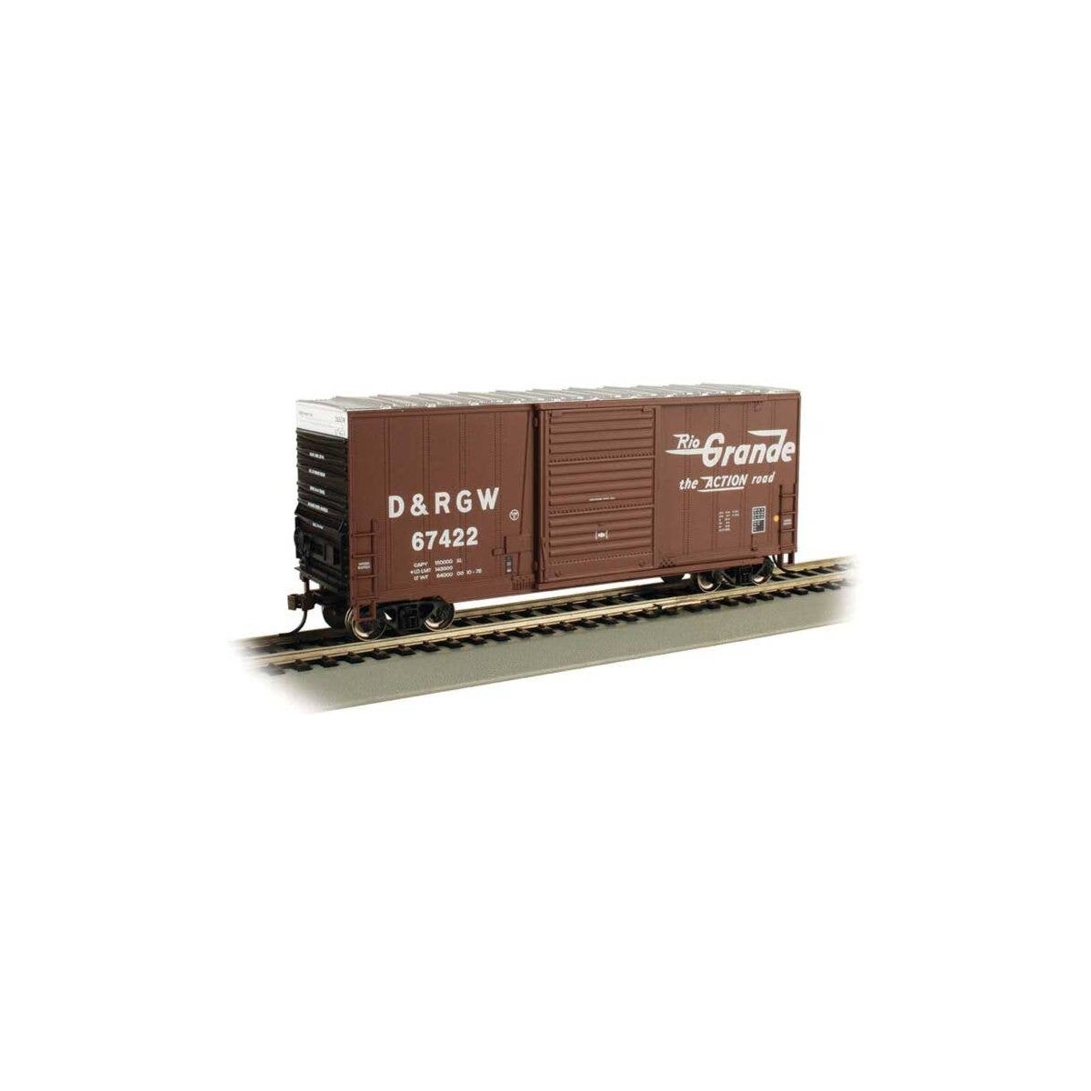 40′ Steel Hi-Cube, Sliding-Door Boxcar - Ready-to-Run -- Denver & Rio Grande Western 67422 (Boxcar Red, Flying Grande Logo), H
