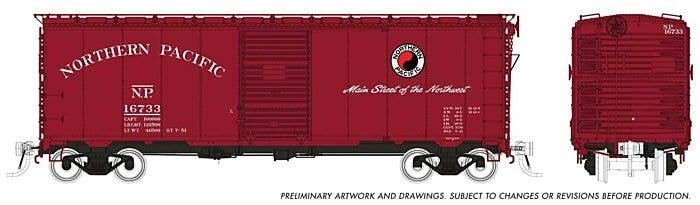 1937 AAR 40′ Boxcar w/Round Corner - Ready to Run -- Northern Pacific (Boxcar Red, Main Street Logo), HO, Rapido Trains Inc 18