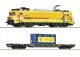 2 piece set: Electric locomotive 1756 with container carrier wagon, Strukton Rail, HO, Roco 7500117