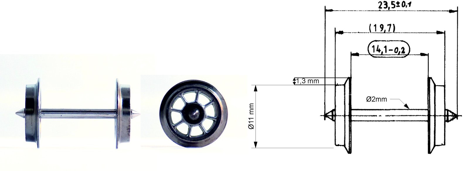 Spoked wheel set for AC operation, HO, Roco 6562