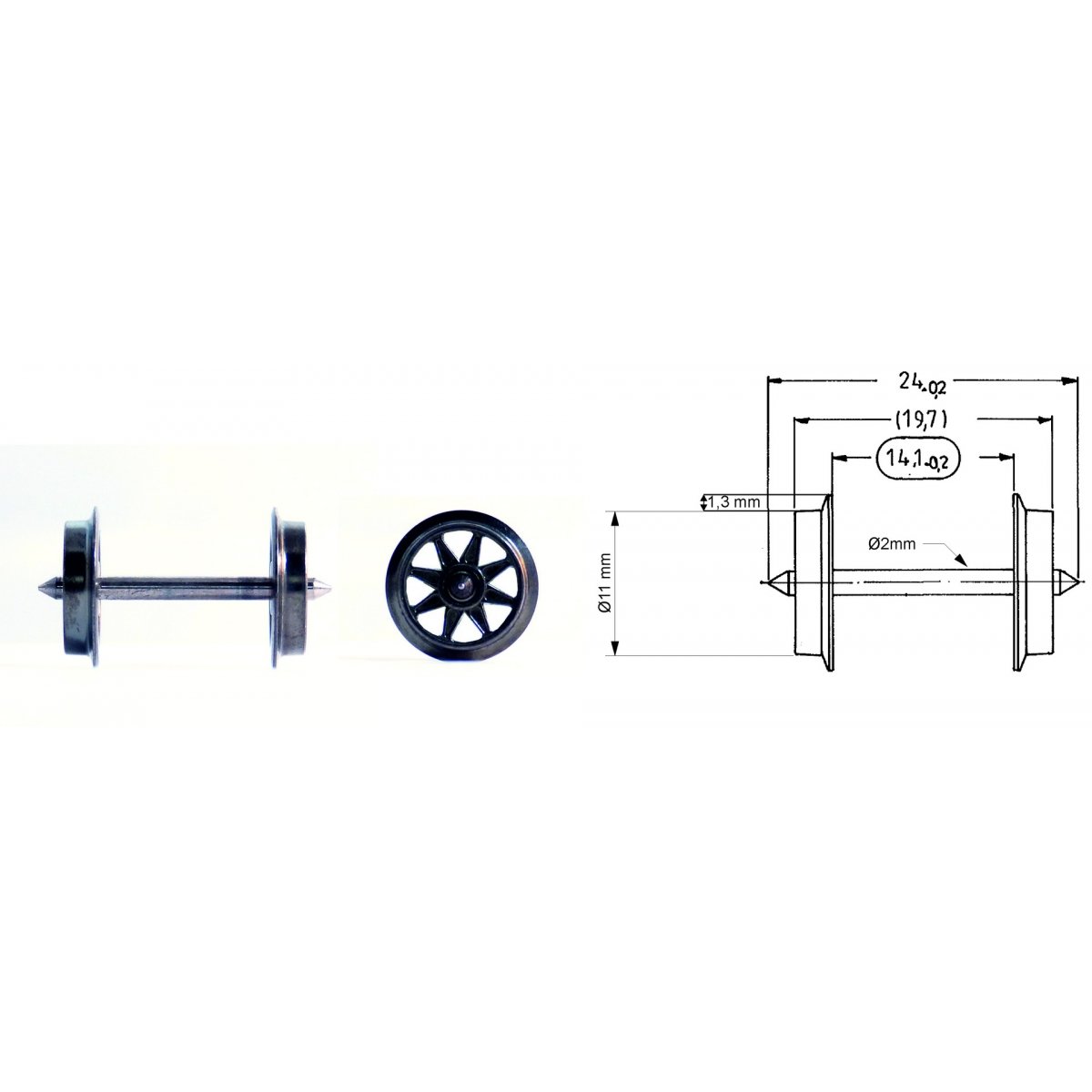 Double spoked wheel set for AC operation, HO, Roco 6563