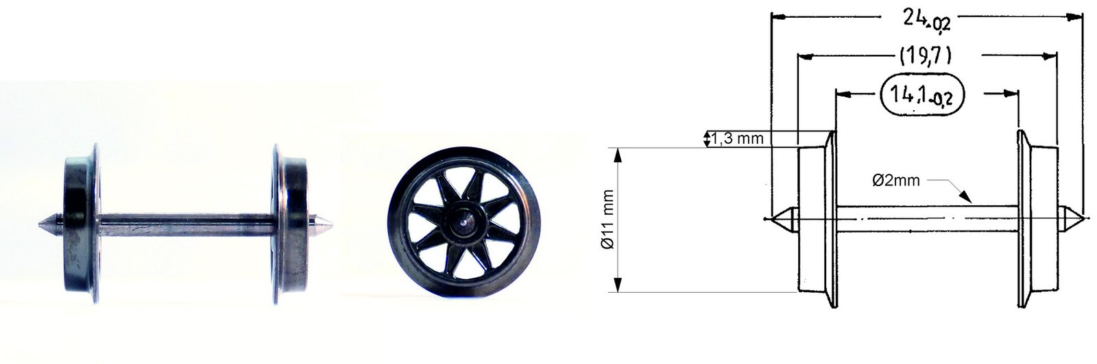 Double spoked wheel set for AC operation, HO, Roco 6563