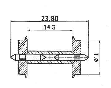 DC NEM standard wheel set, HO, Roco 40193