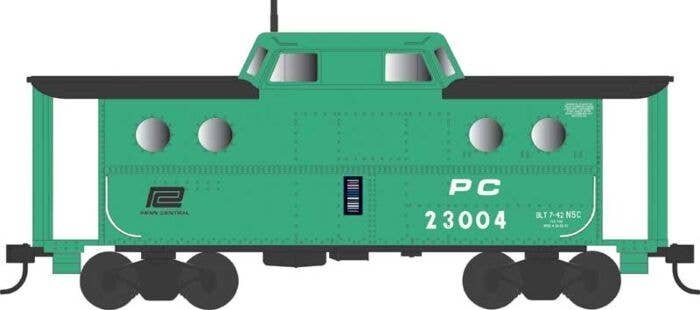 PRR Class N5C Steel Cabin Car (Caboose) - Ready to Run -- Penn Central 23004 (1968, Jade Green, white, black), HO, Bowser Manufa