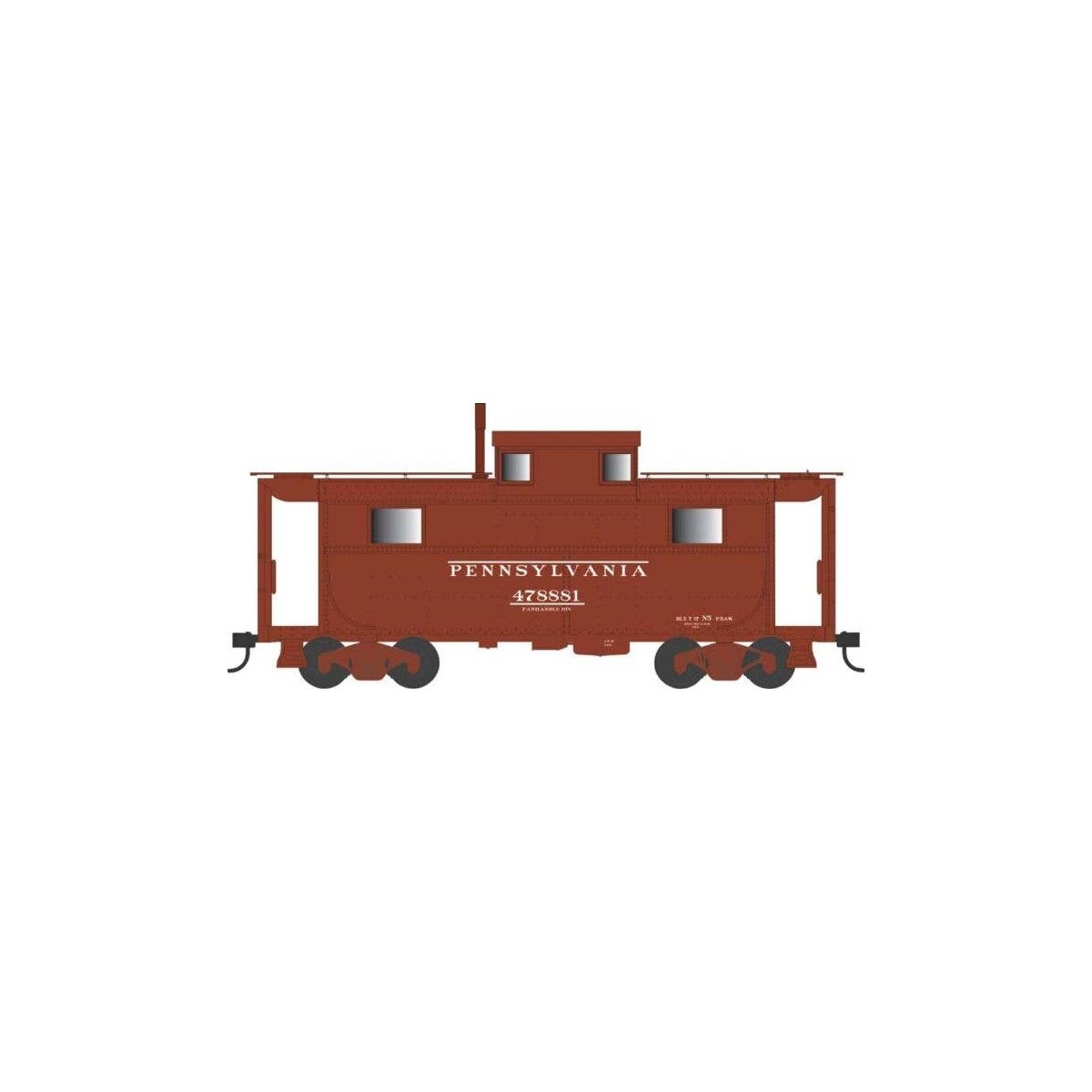PRR Class N5 Steel Cabin Car (Caboose) - Ready to Run -- Pennsylvania Railroad 478881 (Early Panhandle Div, Blt. 7-17 Rpkd 4-40,