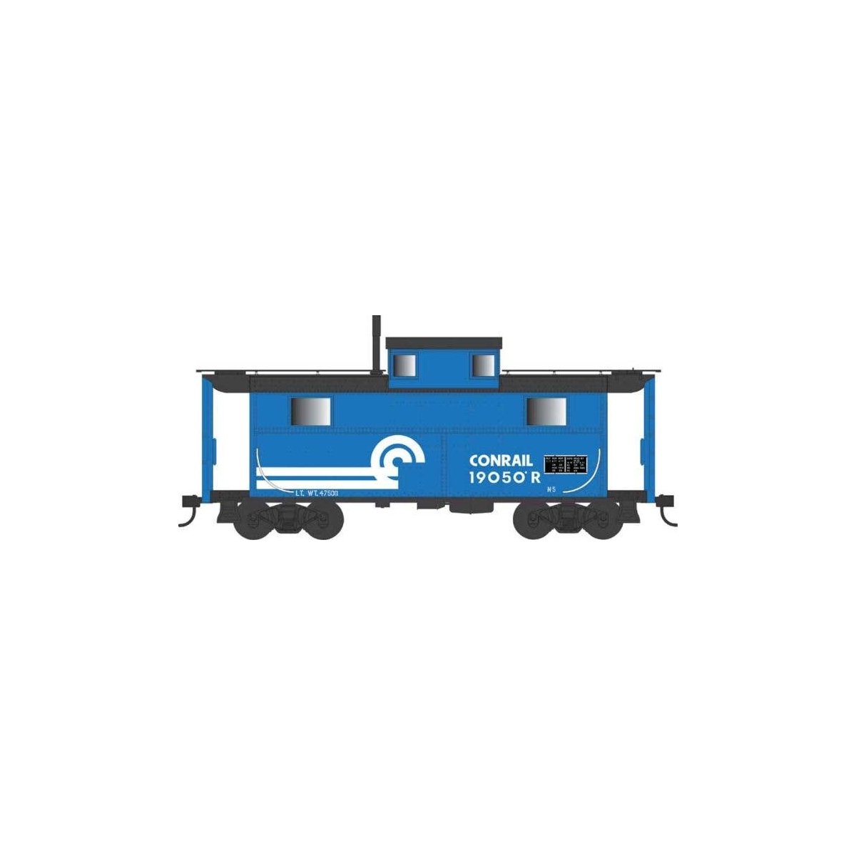 PRR Class N5 Steel Cabin Car (Caboose) - Ready to Run -- Conrail 19050 (Blt. 1-17 Rpkd 6-77, blue, black, white), HO, Bowser Man
