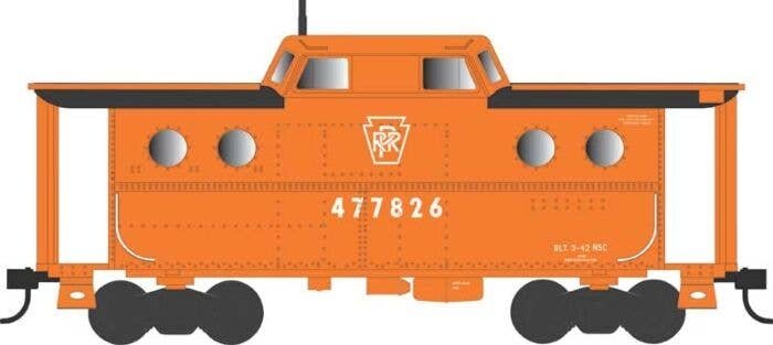 PRR Class N5C Steel Cabin Car (Caboose) - Ready to Run -- Pennsylvania Railroad 477826 (Rpkd 11-65, Focal Orange, yellow, black)