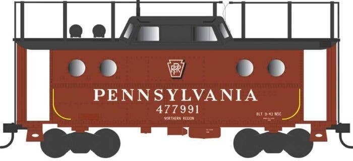 PRR Class N5C Steel Cabin Car (Caboose) - Ready to Run -- Pennsylvania Railroad 477991 (Trainphone, 1955, Tuscan, black, Shadow 