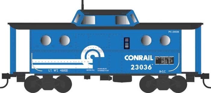 PRR Class N5C Steel Cabin Car (Caboose) - Ready to Run -- Conrail 23036 (1976, blue, white, black), HO, Bowser Manufacturing Co.