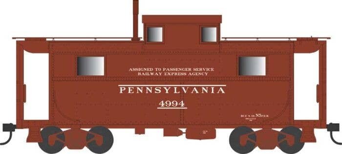 PRR Class N5 Steel Cabin Car (Caboose) - Ready to Run -- Pennsylvania Railroad 4999 (Early REA, Blt. 8-18 Rpkd 8-39, Tuscan), HO