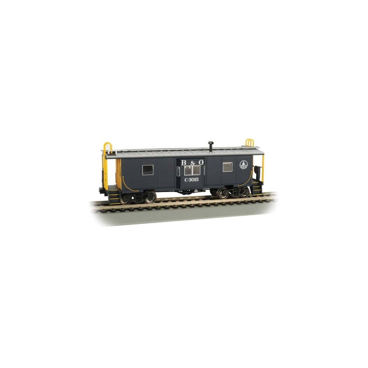 Steel Bay Window Caboose - Ready to Run -- Baltimore & Ohio C-3015 (blue, yellow, silver), HO, Bachmann Industries 73204