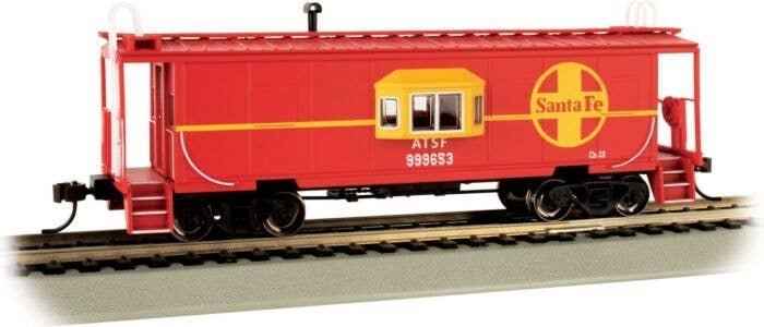 Steel Bay-Window Caboose - Ready to Run -- Atchison, Topeka & Santa Fe 999653 (red, yellow Large, Circle-Cross Logo), HO, Bachma
