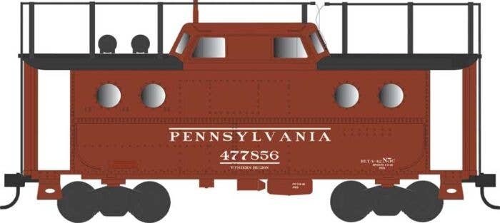 PRR Class N5C Steel Cabin Car (Caboose) - Ready to Run -- Pennsylvania Railroad 477856 (Trainphone, Early Western 1946, Tuscan, 