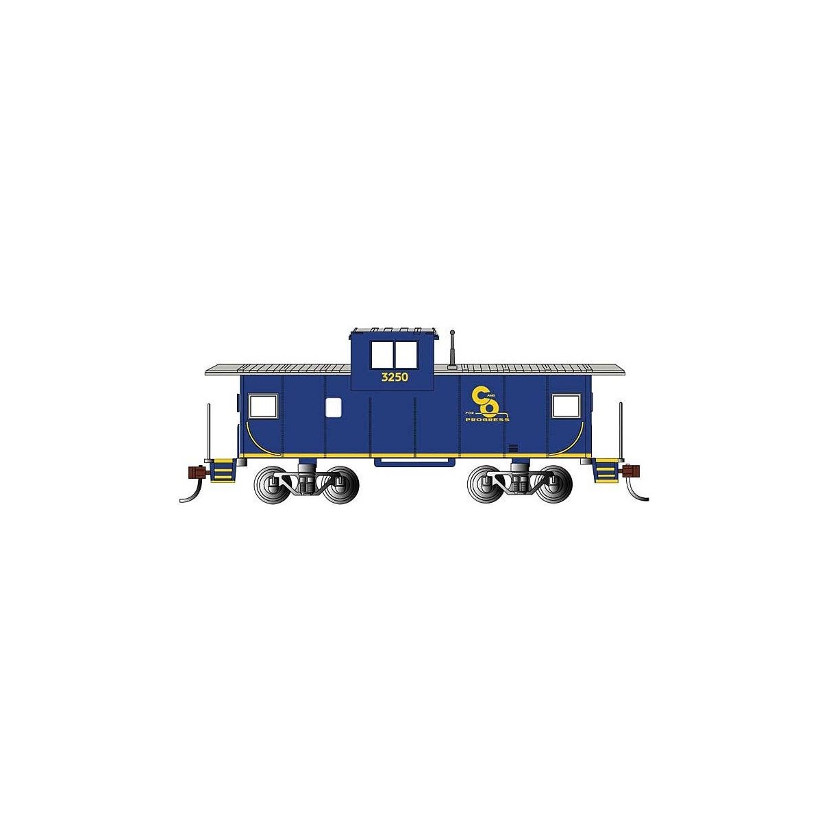 36` Wide-Vision Caboose - Ready to Run - Silver Series(R) -- Chesapeake & Ohio 3260 (blue, yellow `C&O For Progress` Logo), HO, 