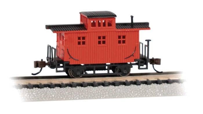 Old-Time Wood Bobber Caboose - Ready to Run -- Painted, Unlettered (red), N, Bachmann Industries 15758