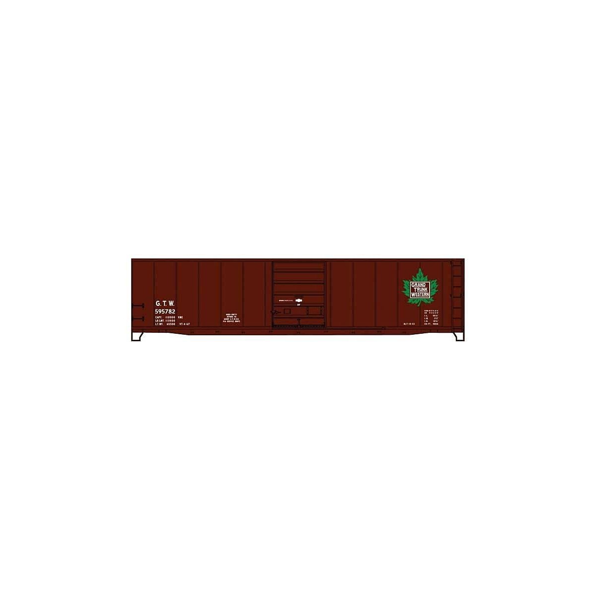 50` Steel Boxcar, 8` Superior Doors, Roofwalk, High Ladder - Kit -- Grand Trunk Western 595782 (Boxc, HO, Accurail Inc 5508