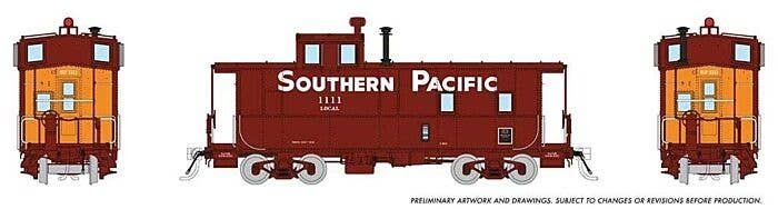 SP Class C-40-3 Steel Caboose No Roofwalk - Ready to Run -- Southern Pacific 1111 (1970s, Boxcar Red, orange, Large Gothic), HO,