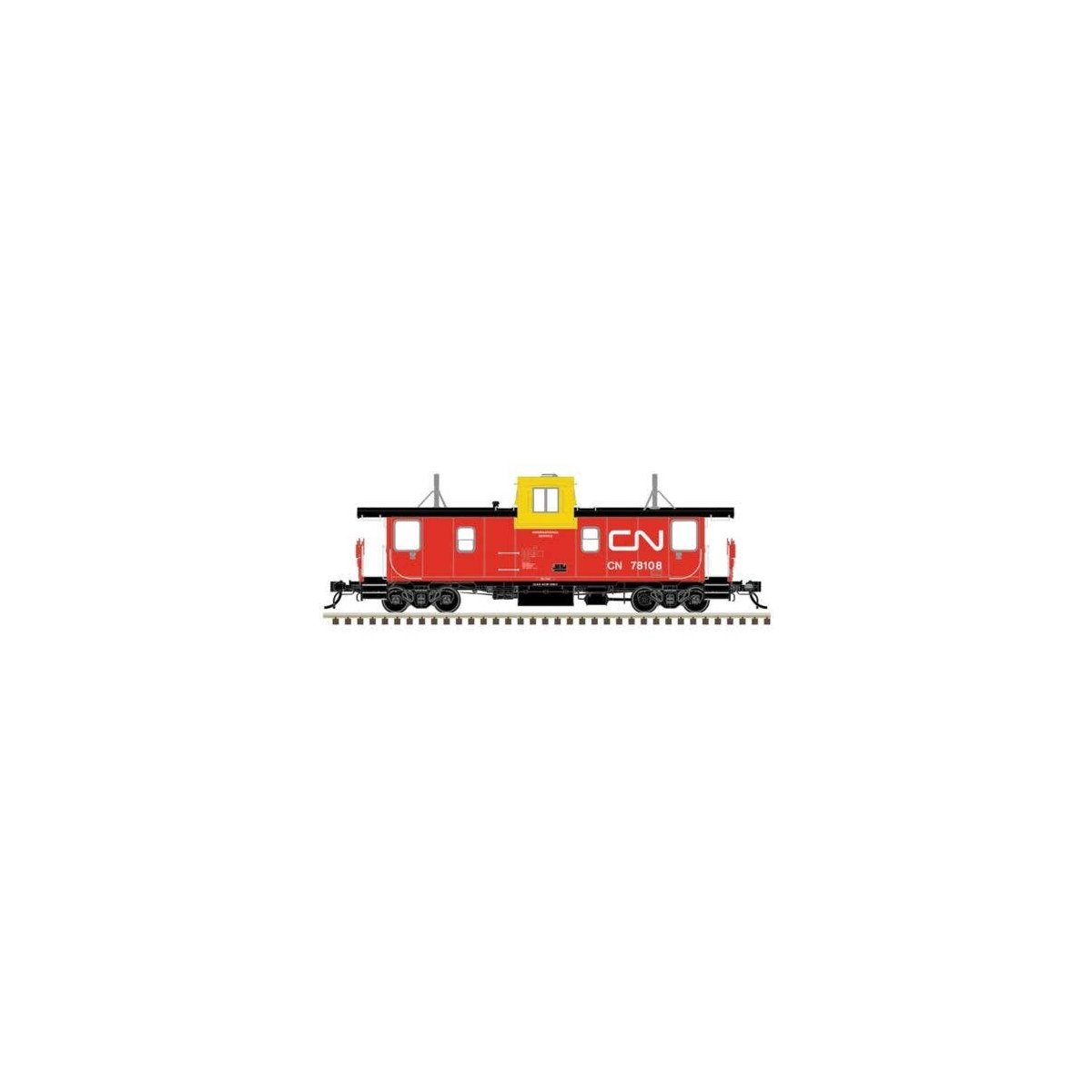Pointe Ste. Charles PSC Caboose - Ready to Run -- Canadian National 78108 (International Service, red, black, white, yellow), HO