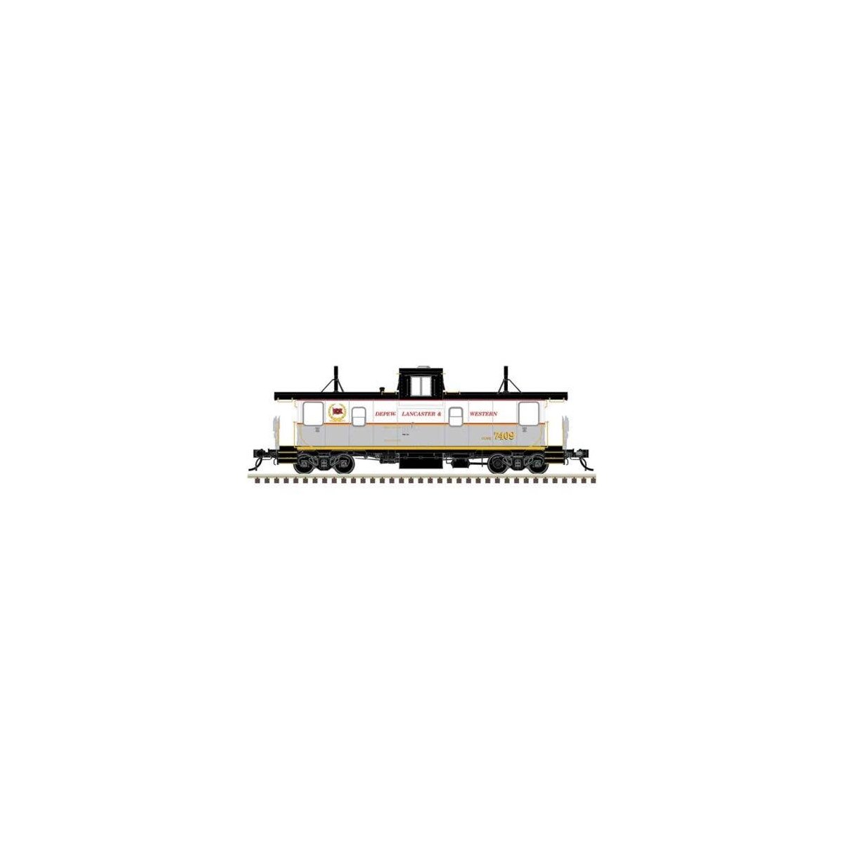 Pointe Ste. Charles PSC Caboose - Ready to Run -- Depew, Lancaster & Western 7409 (gray,, white, yellow, red, black), HO, Atlas 