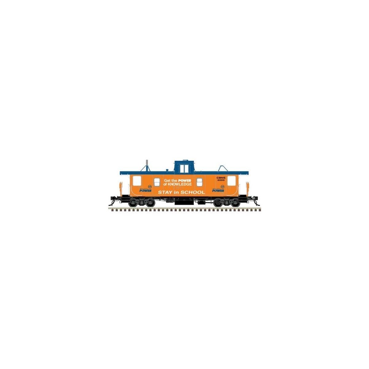 Pointe Ste. Charles PSC Caboose - Ready to Run -- Cape Breton & Central Nova Scotia CBNS 2000 (Stay in School, orange, blue), HO