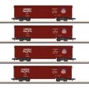 Boxcar 4-Pack - Ready to Run -- Union Pacific (1960s, Boxcar Red, Medium Shield, Ship & Travel Sloga, Z, Marklin, Inc 82497