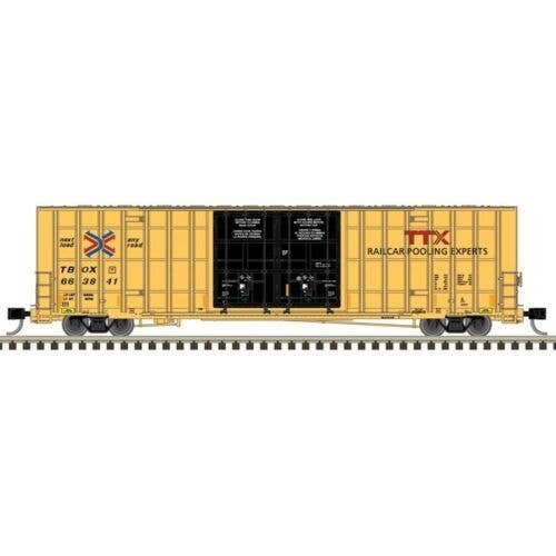 Gunderson 7550 Double-Door Boxcar - Ready to Run -- TTX TBOX 663952 (yellow, black, r, N, Atlas Model Railroad Co. 50006936